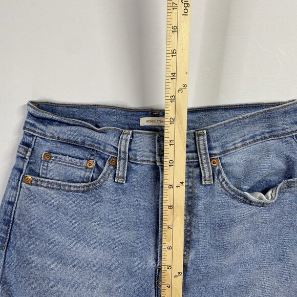 Levis Jeans 28 Wedgie Straight Distressed High Waist Whiskered Denim - Picture 11 of 13